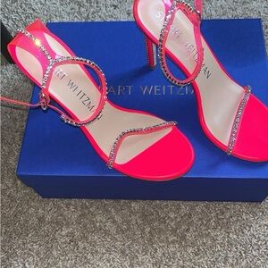 Stuart Weitzman Pink Heels with Rhinestone Straps